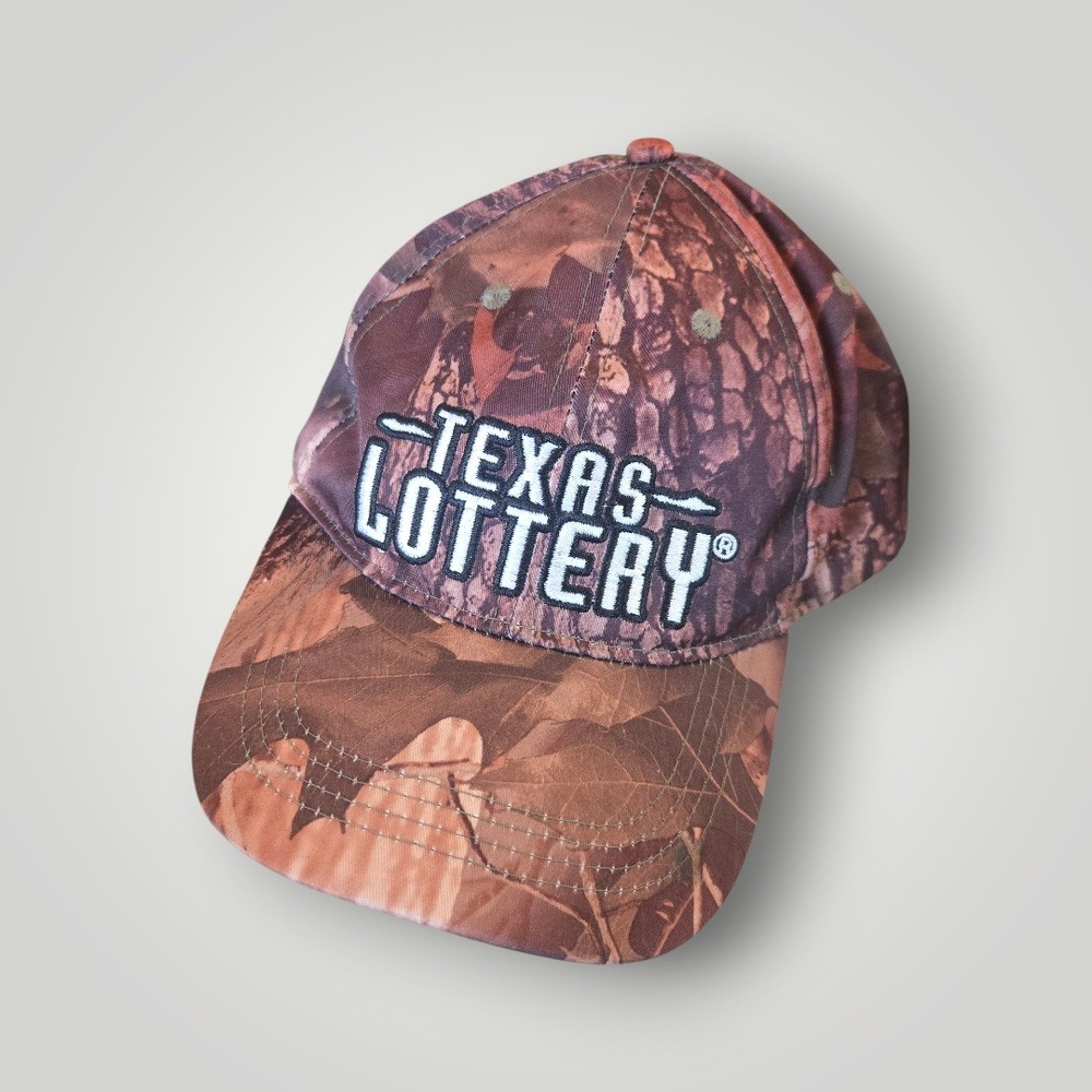 Texas‎ Lottery Camo Hat Brown Adjustable Baseball Cap Support Education Veterans